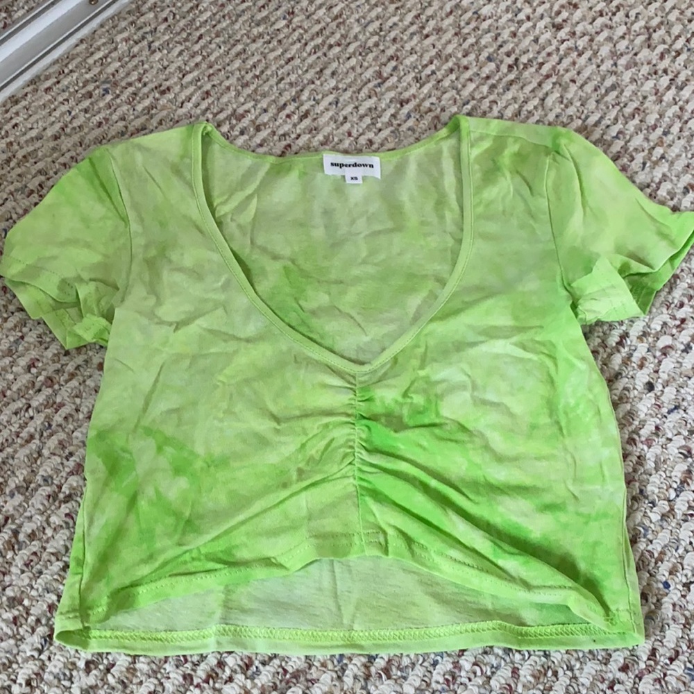 Green tie dye superdown crop top